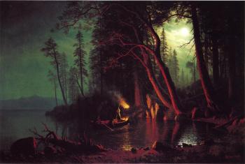 阿爾伯特 比爾施塔特 Lake Tahoe Spearing Fish by Torchlight 阿爾伯特 比爾施塔特 Lake Tahoe Spearing Fish by Torchlight